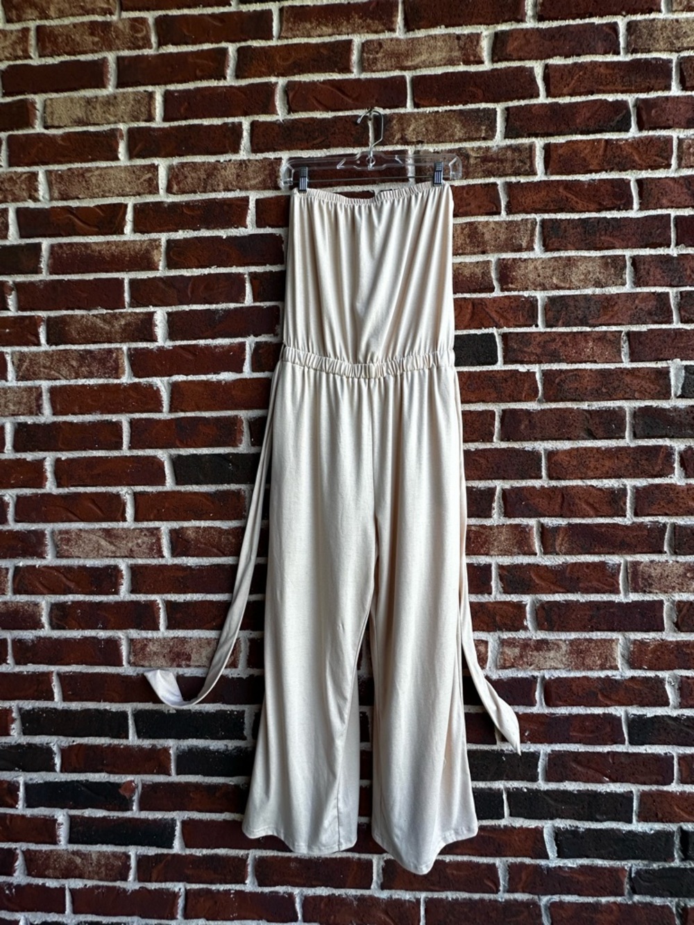 Relaxed Cream Strapless Jumpsuit
